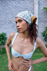 Bambi baby blue gingham bikini set